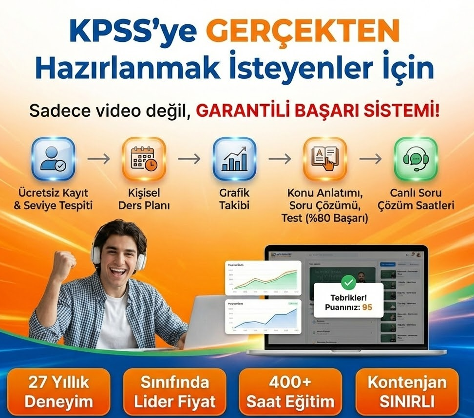 2026 KPSS Kursu (Video Kaydı+Seviye Belirleme+15 Adet Online Deneme)